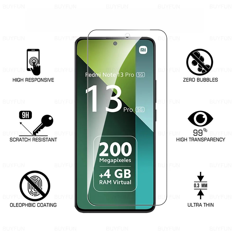 8 in 1 Tempered Glass For Redmi Note 13 Pro 5G Camera Glass For Xiaomi