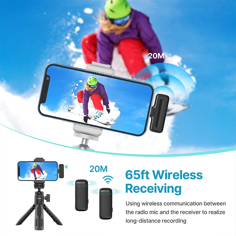 Ulanzi J12 Wireless Lavalier Microphone System Audio Video Recording