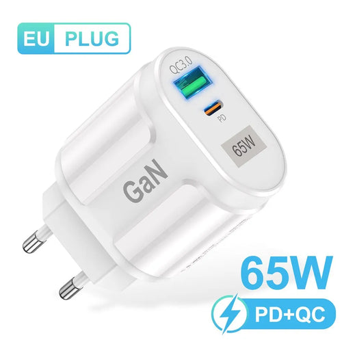 USLION 65W GaN USB C Charger Quick Charge Korea EU US Plug PD USB-C
