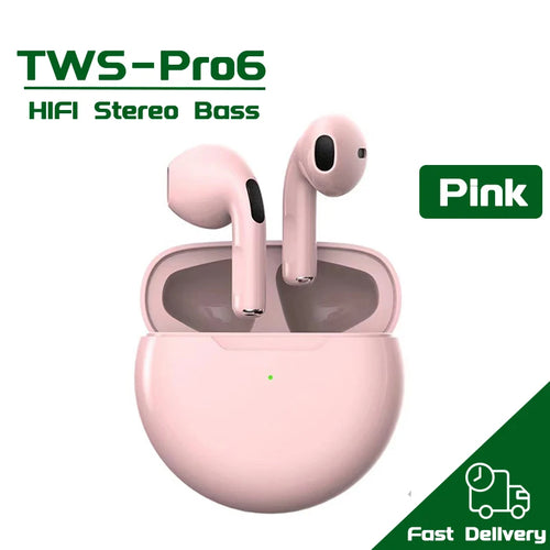 Air Pro 6 TWS Wireless Headphones with Mic Fone Bluetooth Earphones