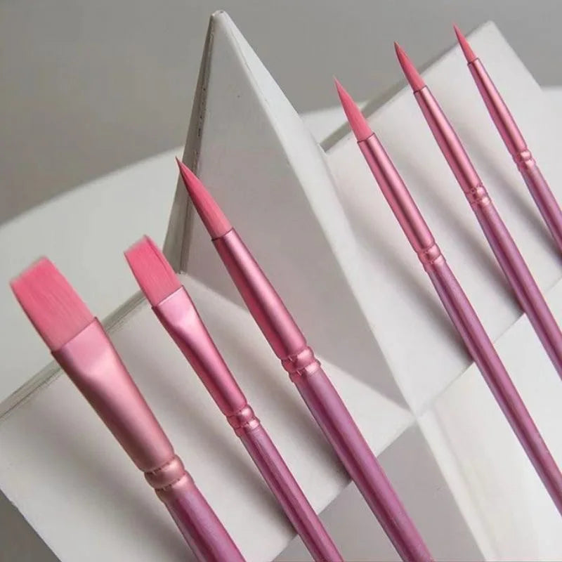 Watercolor Brush Set Pointed Round Flat Head Soft Hair Beginner's Art