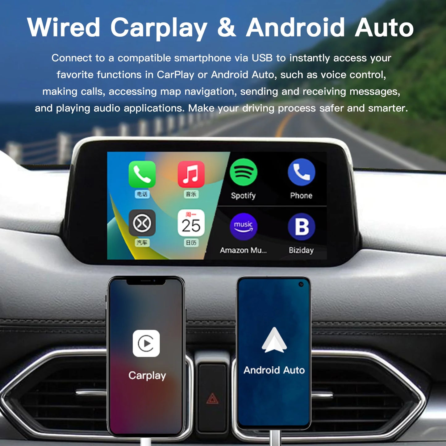 Type-C CarPlay Wireless Android Auto USB Adapter for Mazda 2 3 6 CX3