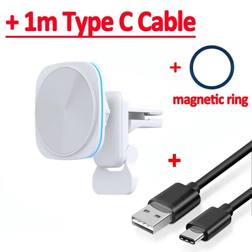 30W RGB LED Magnetic Wireless Charger Car Phone Holder Stand Car Mount