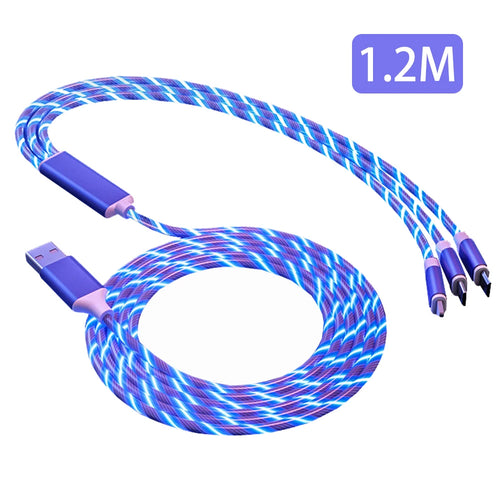 3 In 1 66W Fast Charging Data Cable For Android iOS Type-C 1.2M 2M