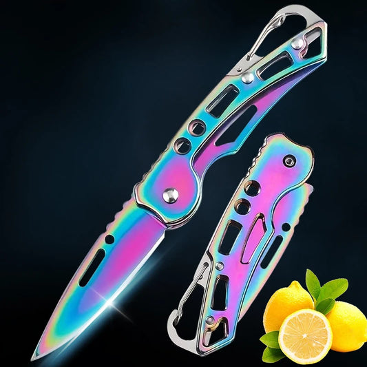 Folding Fruit Knife, Stainless Steel Outdoor Knife with Non-slip