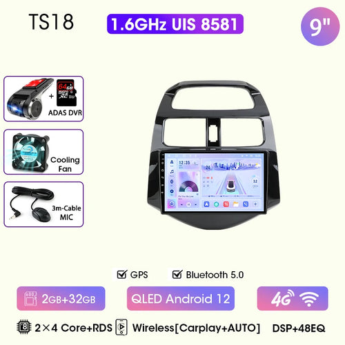 JMCQ 9" Car Stereo Radio For Chevrolet Spark Beat Matiz Creative 2010