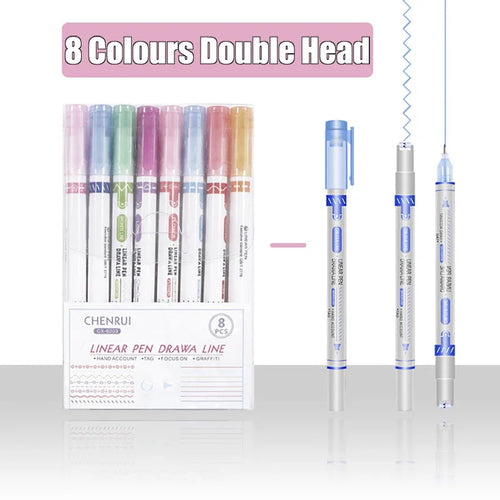 3/6/8pcs Flowers Line Shaped Highlighter Pens Roller Tip Curve Liner