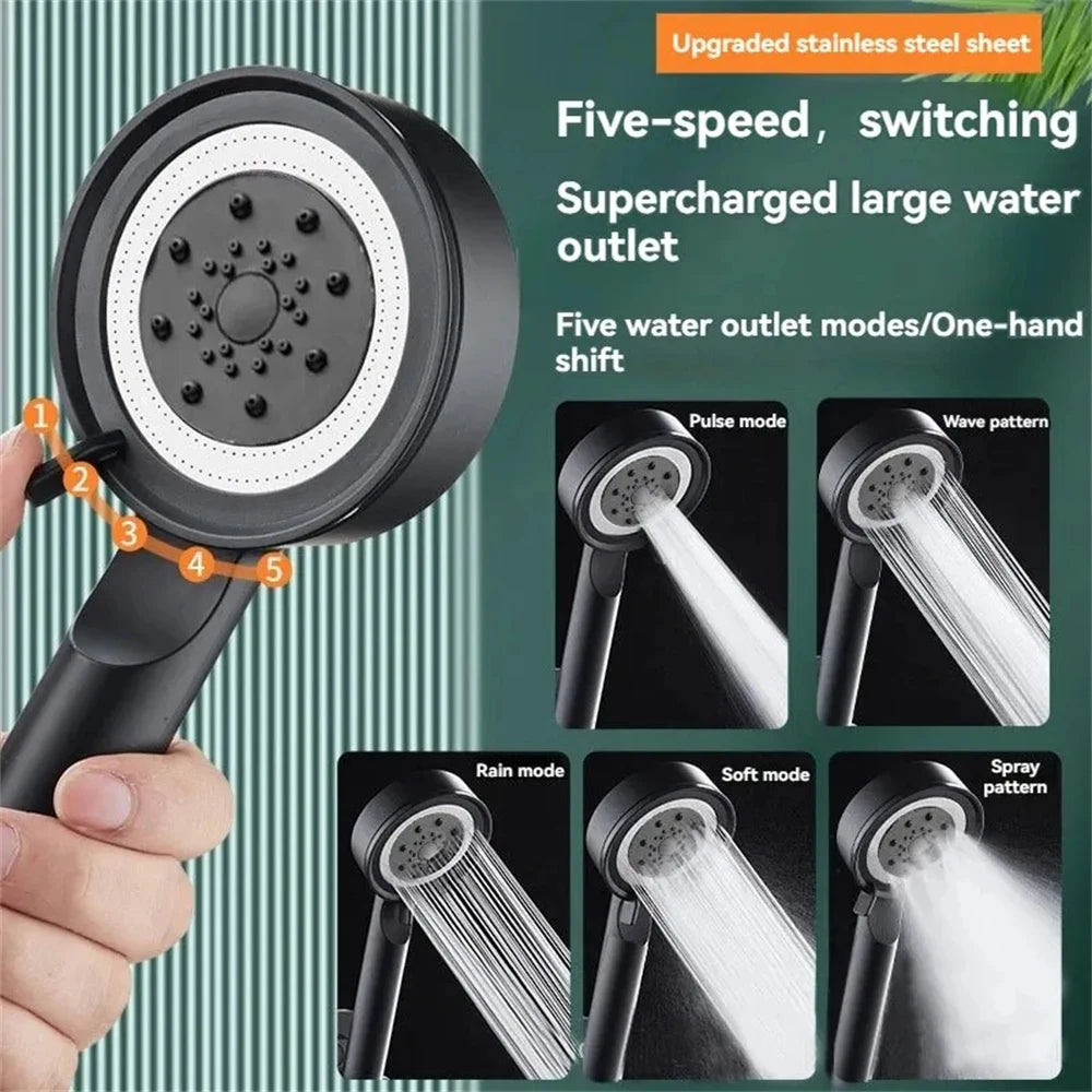 5 Modes Bathroom Shower Head Handheld High-Pressure Water Saver