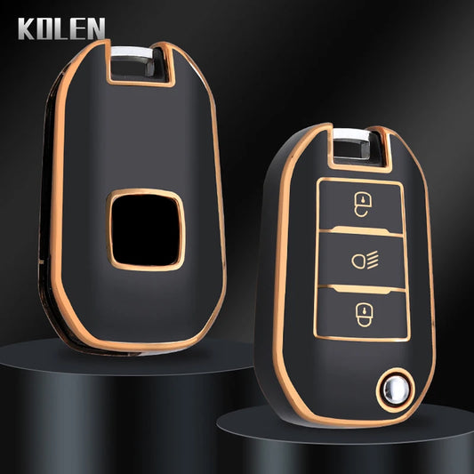 New TPU Car Flip Key Case Cover Shell For Peugeot 208 308 408 508 2008
