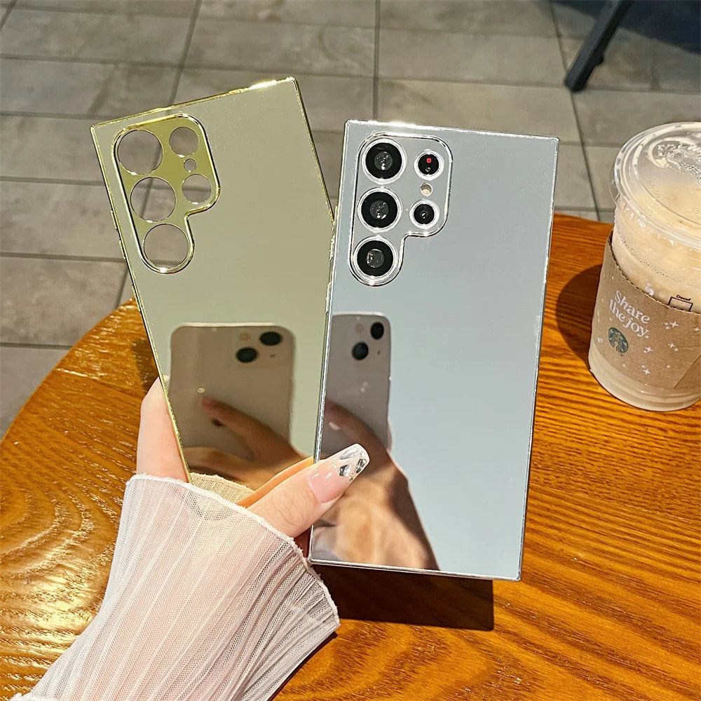 Gold Mirror Case for Samsung Galaxy S23 S22 S21 S24 Ultra Plus S23 S21