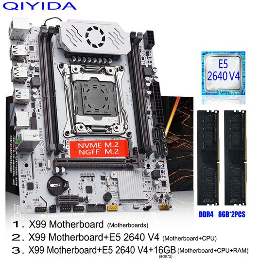 QIYIDA X99 Motherboard set LGA 2011-3 kit combo Xeon E5 2640 V4 CPU