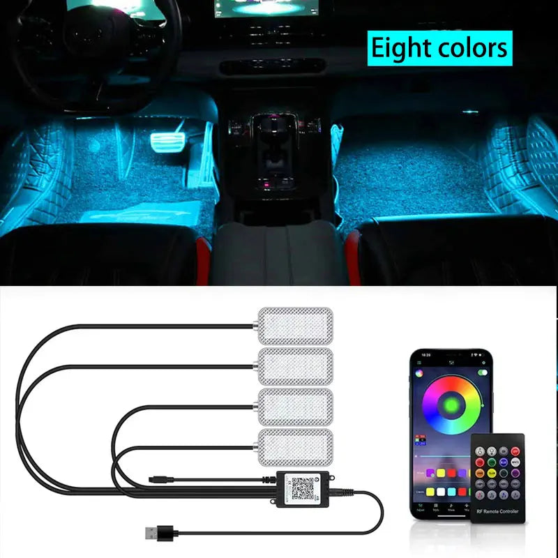 Neon LED Car Interior Ambient Foot Strip Light Kit Car Accessories