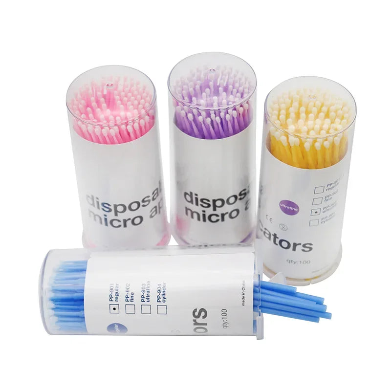 100 pcs Disposable Micro Brush Mascara Wands Applicator Lash Removing