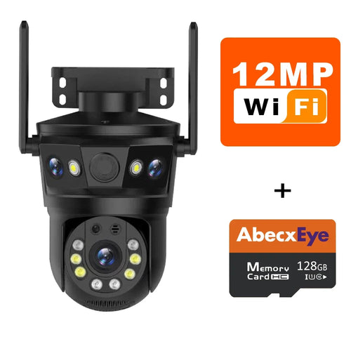 6K 12MP WIFI Camera Triple Lens Triple Screen Outdoor 10x Zoom PTZ