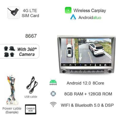 7862 720P Auto Android 13 12G+256G Car Radio GPS Player 4GB Carplay