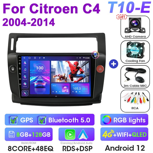 2 Din Android 12 Car Radio For Citroen C4 C-Triomphe Quatre 2004-2014