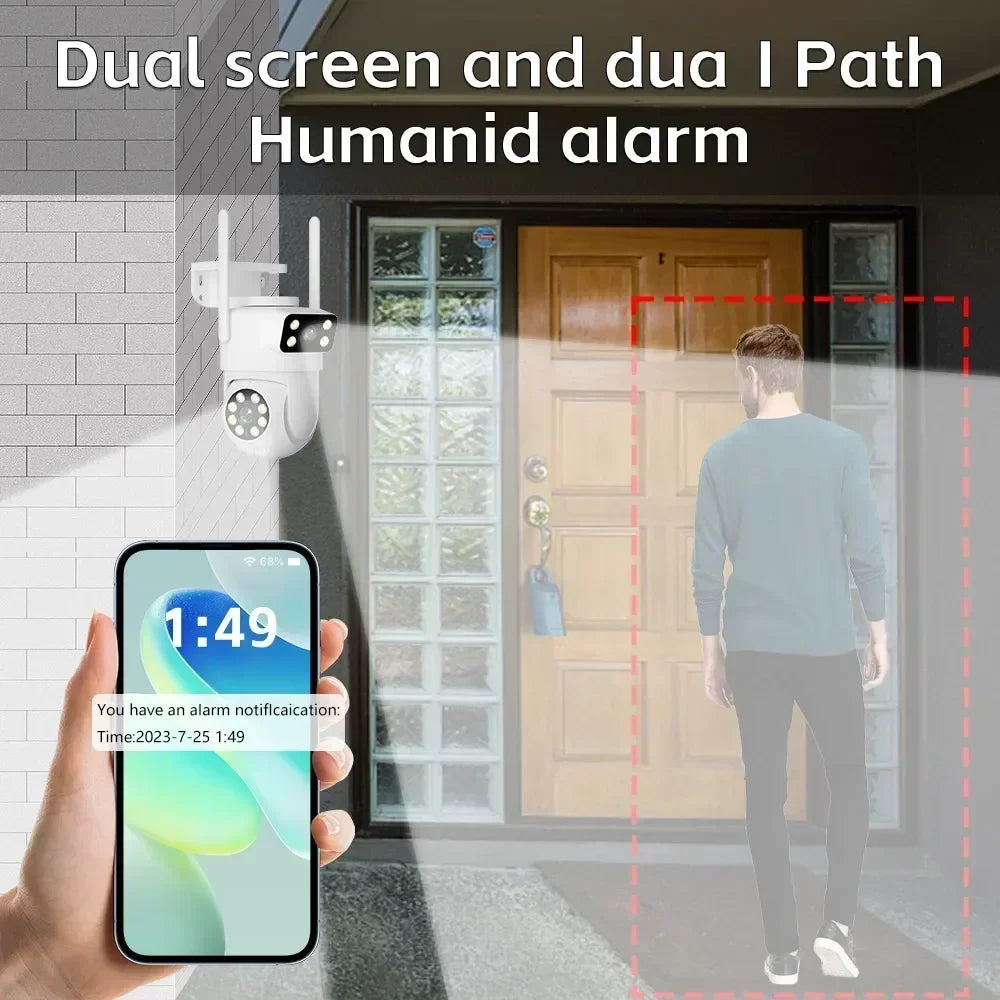 4K 8MP Dual Lens PTZ WIFI Camera Full HD Dual Screen Ai Human Auto