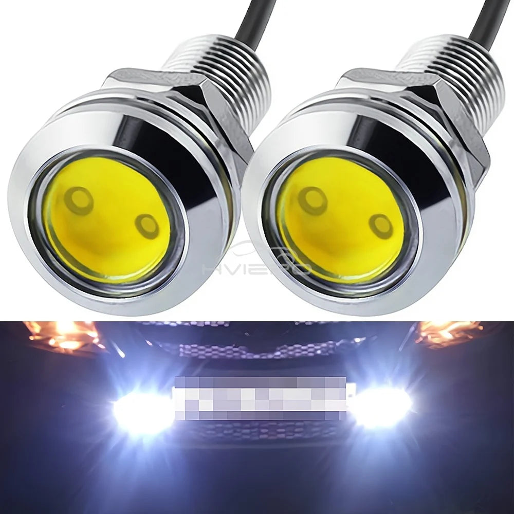 2Pc 18MM Auto Car Eagle Eye DRL Led Daytime Running Day Light Fog Lamp