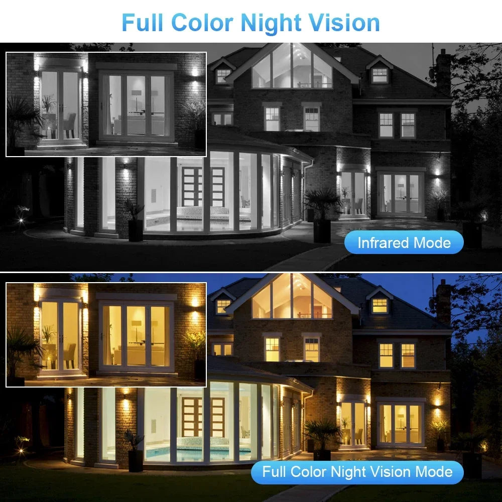 4K 8MP Dual Lens Dual Screen IP Camera Wifi Waterproof Color IR Night