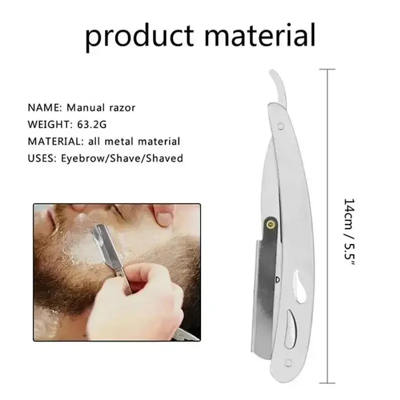 Men Professional Barber Razor Manual Shaver Straight Edge Stainless