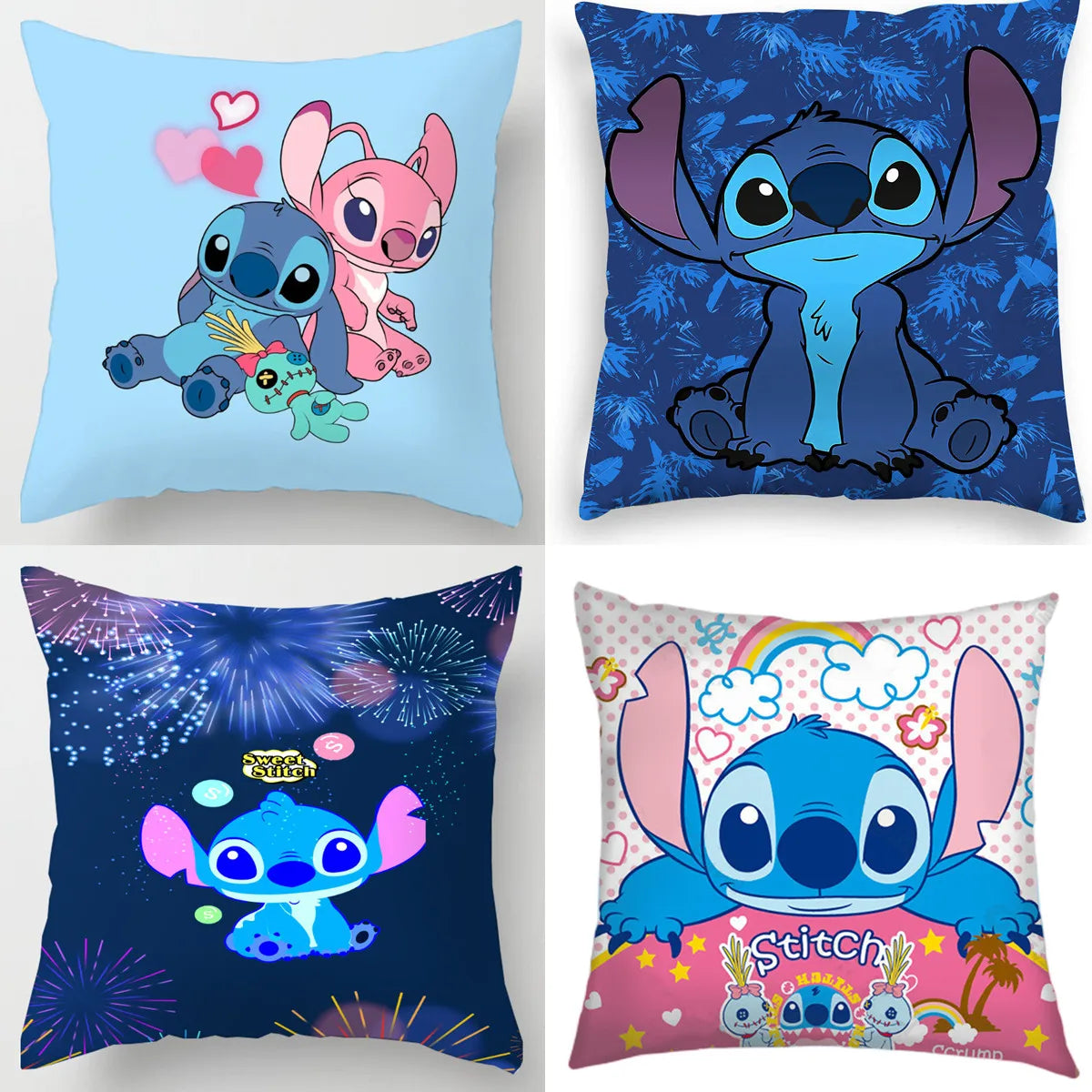 Anime Figure Disney Stitch Double Sided Print Pillowcase Kawaii Stitch