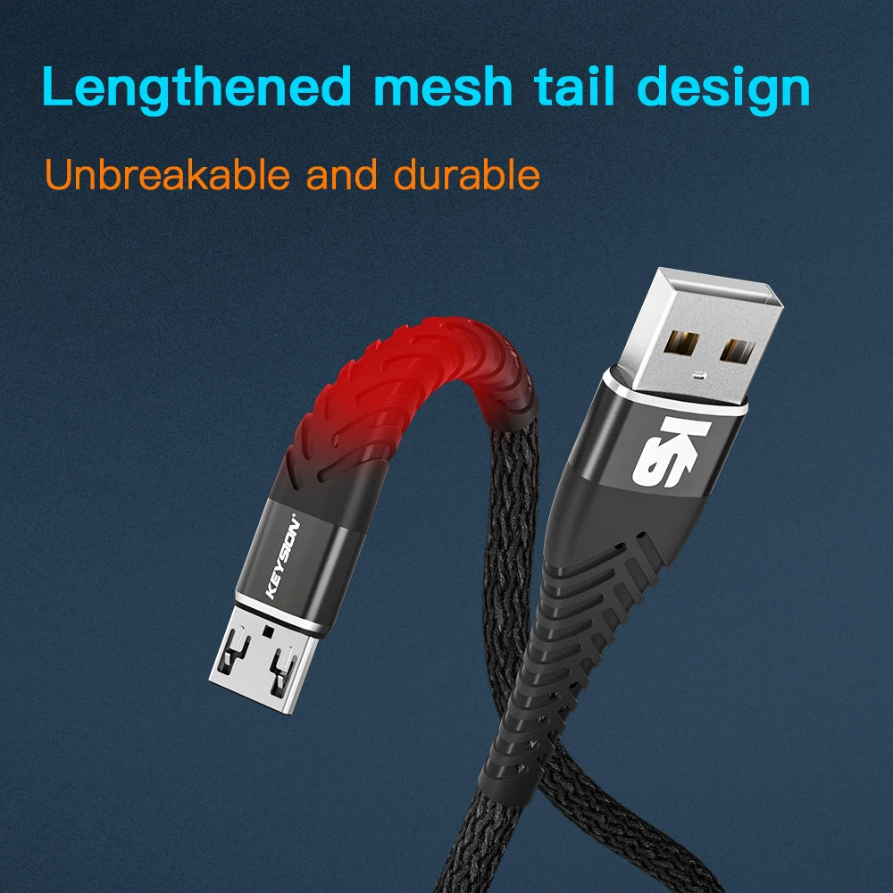 KEYSION 3A Micro USB Cable For Samsung S7 S6 Redmi Note 5 Fast