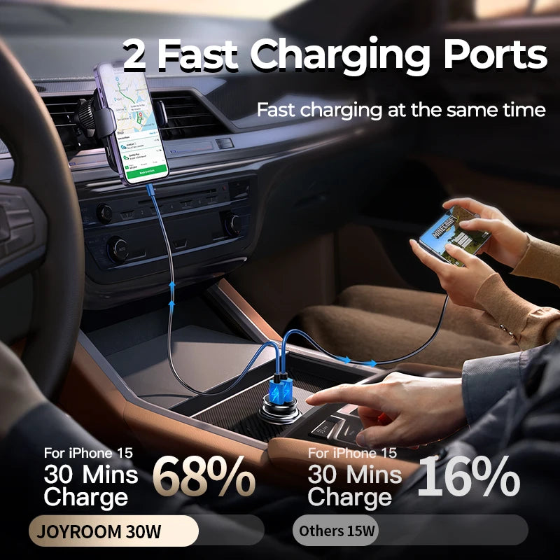 Joyroom 30W USB C Car Charger Adapter PD QC3.0 Mini & Metal USB