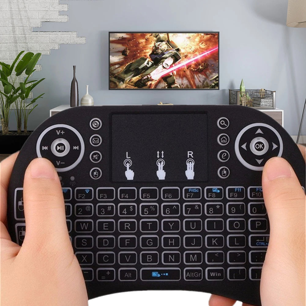 3-Color Backlit I8 Mini Wireless Keyboard 2.4GHz Air Mouse English
