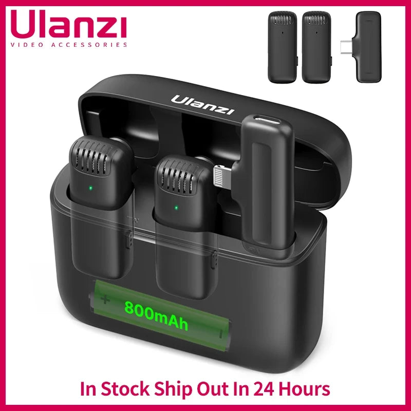 Ulanzi J12 Wireless Lavalier Microphone Lapel Mic Set Short Video
