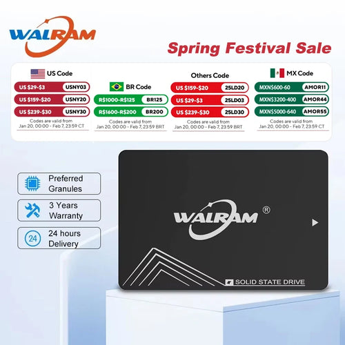 WALRAM SSD 512GB 128GB 256GB Hard Disk Drive SATA3 SSD 1TB 120GB 240GB