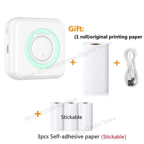 Meow Mini Label Printer Thermal Portable Printers Stickers Paper