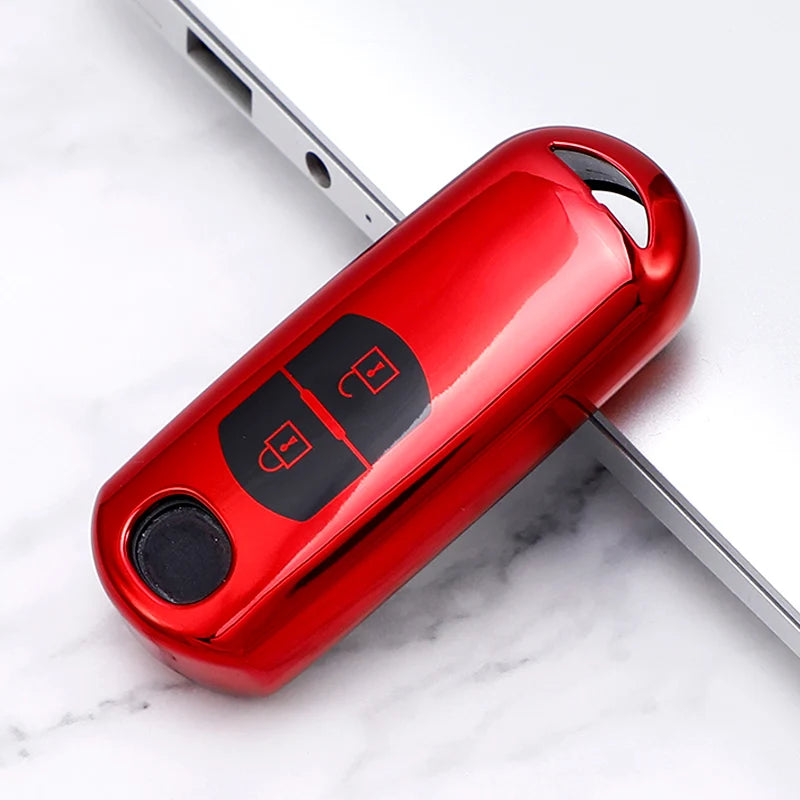 2/3 Buttons Soft TPU Car Key Cover Key Case for Mazda 2 3 6 Axela