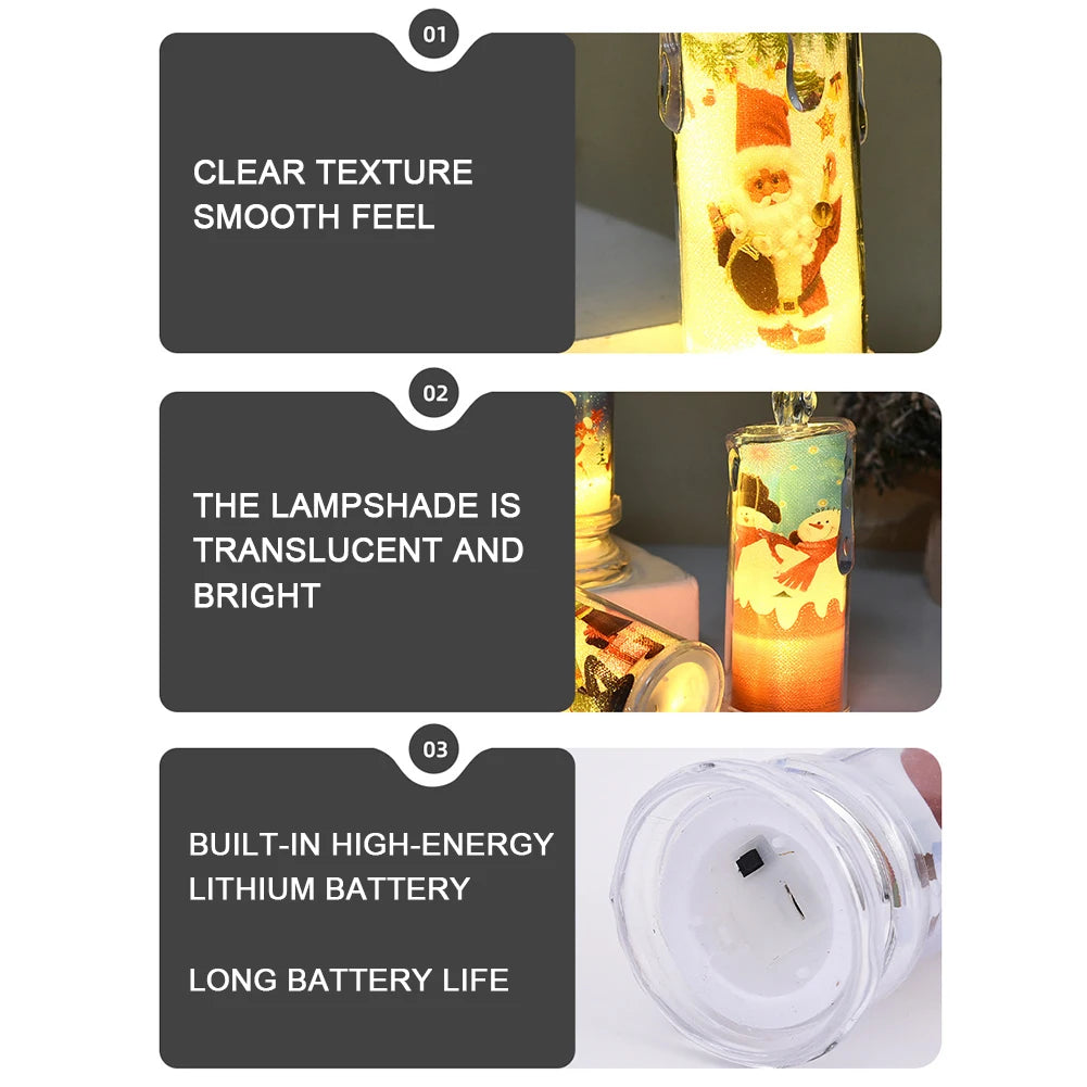 Electronic Candle Christmas Decoration Transparent Built-in Printed