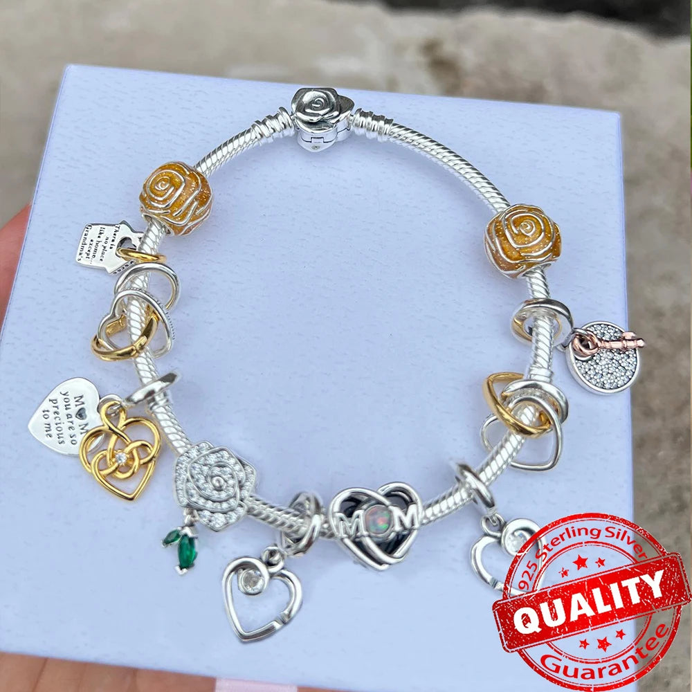 New Arrival 925 Sterling Silver Love You Mom Entwined Infinite Hearts