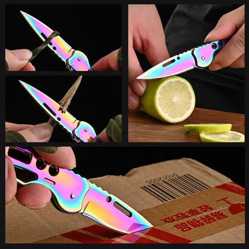 Folding Fruit Knife, Stainless Steel Outdoor Knife with Non-slip