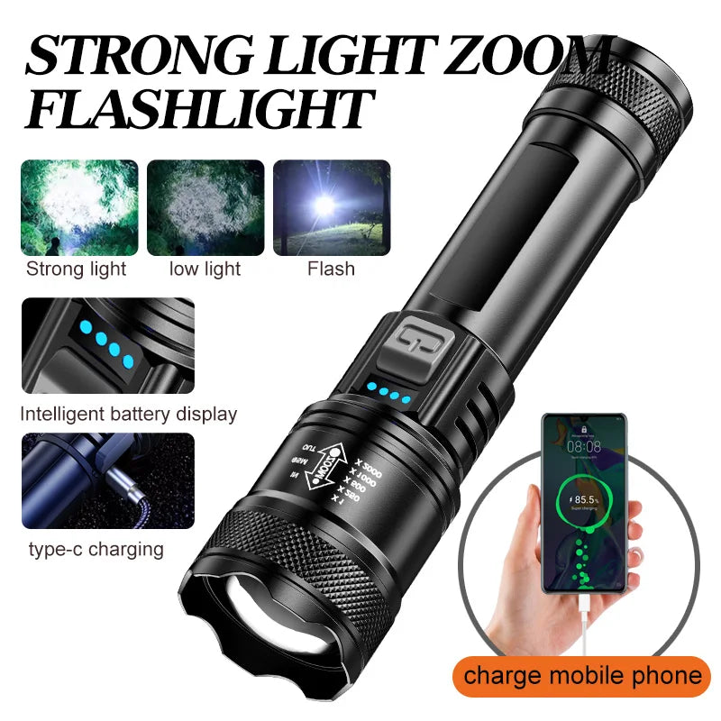 Fiash Light 1200Lumen strong light illumination zoom 18650 battery LED