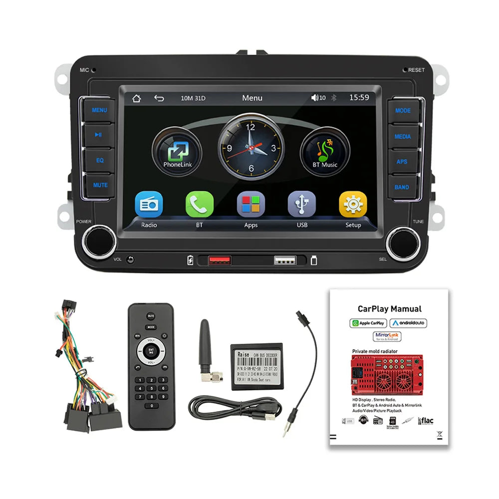ESSGOO 2 Din Car Radio GPS Android Auto Carplay For 7" VW / Volkswagen