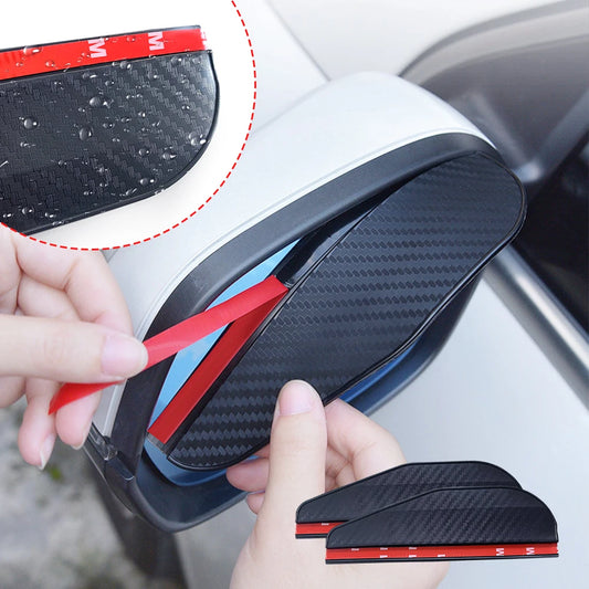 2PCS Car Rearview Mirror Rain Eyebrow Carbon Fiber Sun Visor Shade