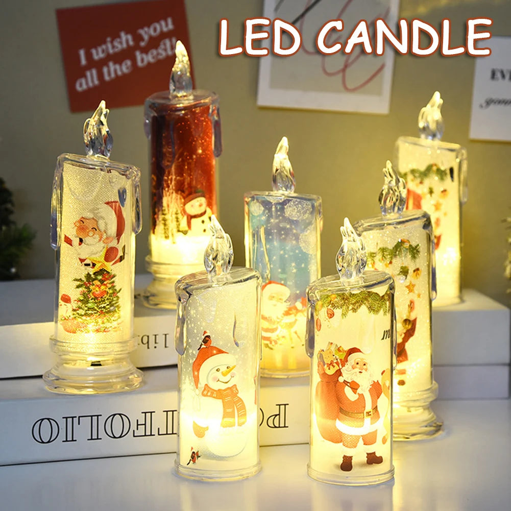 Electronic Candle Christmas Decoration Transparent Built-in Printed