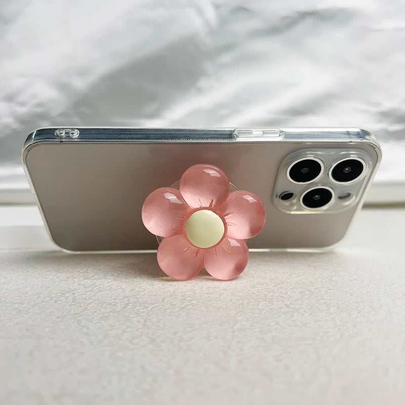 1pc Transparent Resin Candy-Colored Flower Phone Holder Foldable