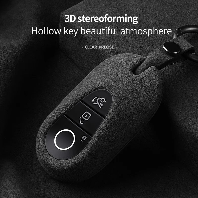 Alcantara Car Key Case Cover Holder Key Shell Buckle For 2023 Mercedes