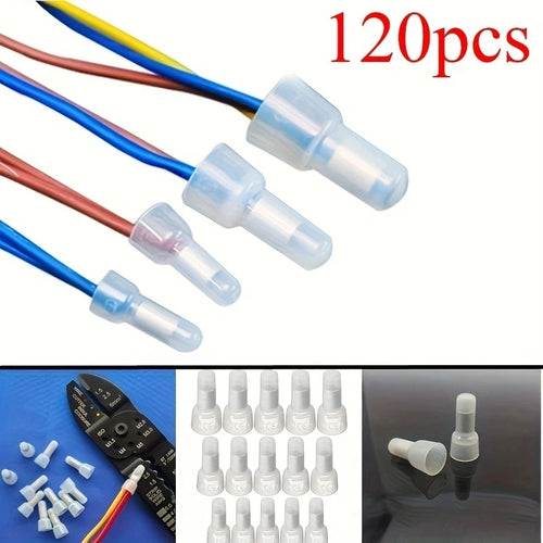 120Pcs Closed End Crimp Cap 22-16 16-14 12-10 AWG Gauge Wire Connector
