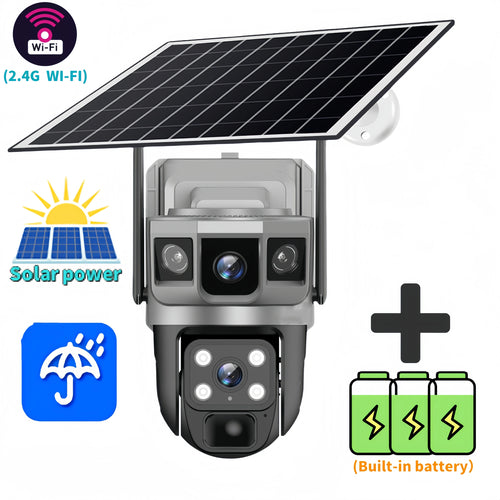 V380Pro Solar Camera 4G Sim Card Camera Triple Screen WiFi Network
