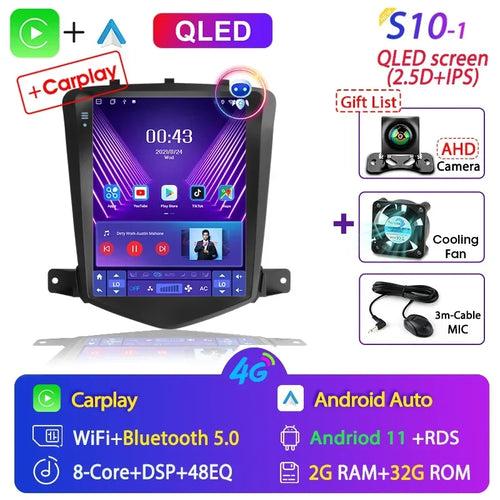 For Chevrolet Cruze 2008-2014 Carplay Android 12 Car Radio Multimedia