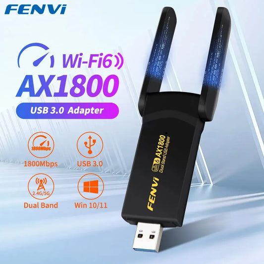 FENVI 1800Mbps WiFi 6 USB Adapter Dual Band 2.4G/5Ghz Wireless WiFi