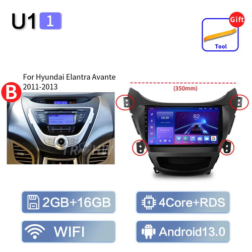 For Hyundai Elantra Avante I35 2011-2016 Car Multimedia Player 2din