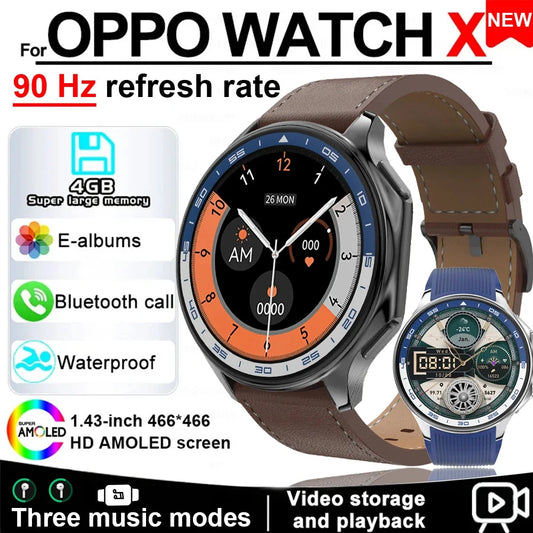 2024 New For OPPO Watch X Smart Watch Men 4G Memory MP4 Music Video 3D