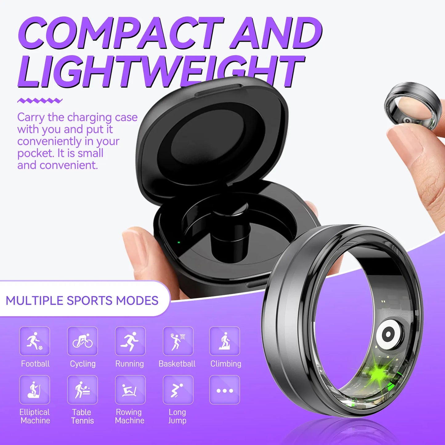 EIGIIS New Smart Ring 2024 Men Women Heart Rate and Blood Oxygen