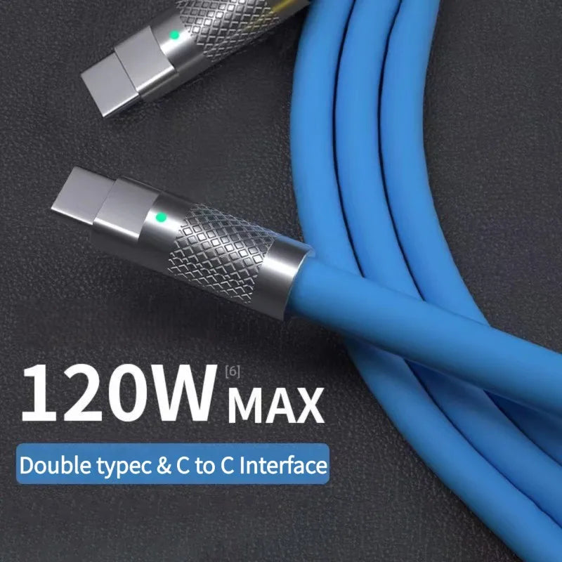 120w 6a Super Fast Charge PD Type C Liquid Silicone Cable Quick Charge