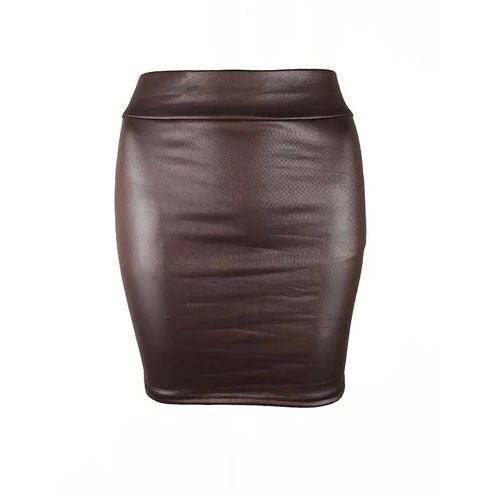 Black Slim Imitation Leather Pencil Mini Skirt High Waist Sexy Fashion